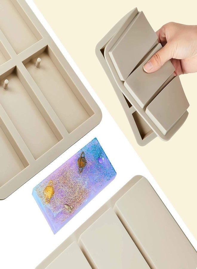 FirstTry Aromatherapy Wax Mold I Silicone Fondant Mould with Hanging Hole I Dried Flowers Resin Soap Clay Craft Jewelry Making Molds DIY Pendant Bookmark Necklace I Grey - 6 Cavity (Rectangle) - Image 4
